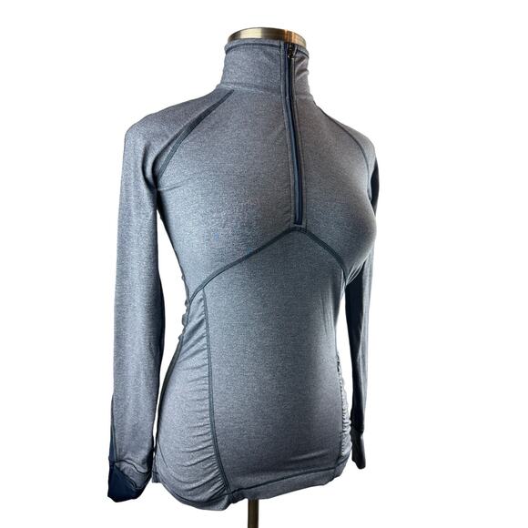 Lululemon Kriss Cross 1/2 Zip Pullover Heathered Inkwell Blue Thumbholes Size 6 - Picture 16 of 16